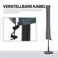 Pokrowiec na parasol Outsunny, osłona na parasol, pokrowiec ochronny, odporny na warunki atmosferyczne, paski mocujące, zamek błyskawiczny, poliester Oxford, szary, 178 x 25/35 cm(m-6)