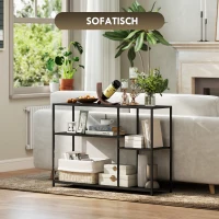 HOMCOM Console Sofa Table, 110cm 4-Tier Industrial Entryway Table with Steel Frame for Hallway, Living Room, Black(m-7)