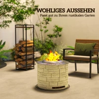 Outsunny Palenisko ogrodowe, Ogrzewacz na drewno, Stolik ogrodowy z matą ochronną na podłodze dla ogrodu, kempingu, tarasu, Stal, MgO, Żółty(m-5)