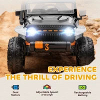AIYAPLAY Elektryczny samochód dla dzieci, 12V, z pilotem, 2 silniki, pojazd dziecięcy z klaksonem, LED, muzyką, siedzeniem dla rodzica, zawieszeniem na 4 kołach, dla dzieci 3-8 lat, biały(m-4)