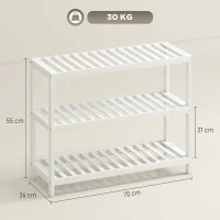 HOMCOM 3-Tier Bamboo Shoe Rack, Freestanding Shoe Shelf for Hallway, Entryway, Living Room, Holds 9 Pairs, Easy Assembly, White(m-3)