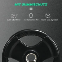 SPORTNOW Talerze ciężarków, zestaw 2 szt., Tri-Grip 2 x 15 KG z gumową powłoką, ochronne dla podłogi z otworami o średnicy 5 cm, trzy uchwyty, do podnoszenia ciężarów, treningu siłowego(m-6)