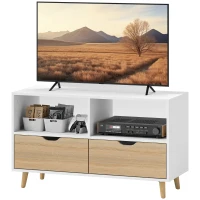 HOMCOM tv-meubel tv-dressoirelement met schuiflades en open planken hout wit + naturel 99 x 39 x 58 cm(m-10)