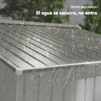 Outsunny Caseta de Jardín 277x195x192 cm Cobertizo de Exterior Metálico para Almacenamiento de Herramientas Plata y Gris(m-7)