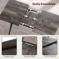 Stół HOMCOM, 120/160 x 75 cm rozkładany stół kuchenny, stół jadalniany ze stalowymi nogami, dla 6-8 osób, szary(m-5)