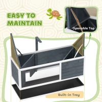 Drewniany domek dla żółwi, z 2 głównymi domkami, Szary(m-6)