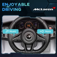 AIYAPLAY McLaren 765LT Licensed Kids Electric Ride on Car with Butterfly Doors, 12V Battery Powered Toy Car with Remote Control, Training Wheels, LED Lights MP3 Music Horn, for 3-6 Years - White(m-6)