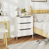 HOMCOM Chest of Drawers, Dresser with 3 Fabric Drawers and Aluminium Handles - White(m-9)