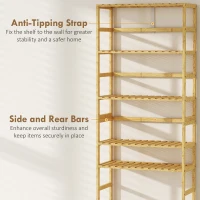 HOMCOM Regał łazienkowy, wolnostojący, bambusowy z 6 regulowanymi półkami, regał kuchenny, regał na książki, do salonu, korytarza, kuchni, 60 x 26 x 161 cm, naturalny(m-6)