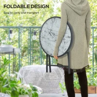 Stolik boczny składany, szklany z marmurowym wzorem, biały(m-4)