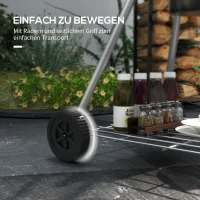 Outsunny Grill węglowy, grill ogrodowy z rusztem, kółkami, półką, tacką na popiół, wbudowanym termometrem do BBQ Metal Czarny 55 x 65 x 89 cm(m-8)