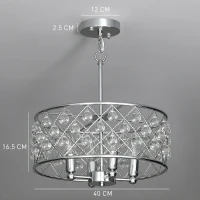 HOMCOM 51 Crystallite Four-Bulb Chandelier - Silver-Tone(m-3)