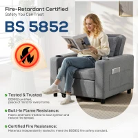 HOMCOM 3-in-1 Single Sofa Bed, Convertible Sleeper Chair Bed - Dark Grey(m-9)