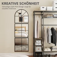 HOMCOM Split Arched Wall Mirror, Full Length Window Mirror for Living Room, Bedroom, Hallway, Wall Mounted, Shatterproof, Black(m-4)