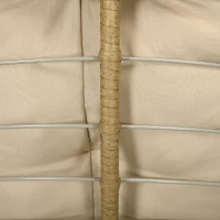 Outsunny Fotel obrotowy z wikliny Rattan z poduchą 360 stopni Regulowane podnóżki 85 x 70 x 82 cm Khaki(m-8)