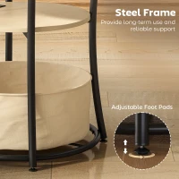 HOMCOM Stolik boczny trzystopniowy z ładowarką, kieszenią na akcesoria, półką, stolik do salonu z metalową ramą, stolik kawowy do salonu sypialni 50x50x55,1 cm naturalne drewno(m-7)