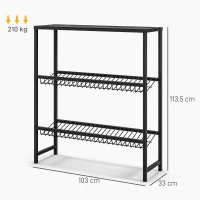 HOMCOM Drink Crate Rack for 6 Boxes, Black Steel, Freestanding Bottle Crate Stand, Drink Shelf, Height Adjustable, 103L x 33W x 113.5Hcm(m-3)