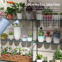 Outsunny Regał na rośliny, Stojak na kwiaty z 3 stopniami, Stojak na rośliny, Stojak na kwiaty do ogrodu, balkonu, stal, ciemnozielony, 222 x 30 x 114 cm(m-6)