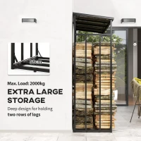 Outsunny 1.8m Firewood Rack with Polycarbonate Roof and Waterproof Covers, Deep Heavy-Duty Wood Storage Log Holder for Fire Pit and Fireplace, 2000kg Load(m-4)