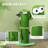 PawHut Cat Scratching Post for Indoor Cats, 63cm Tall Cat Scratcher Post with Sisal Rope Cover, Large Base, Green(m-5)