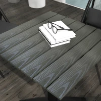 Stół ogrodowy Outsunny, stół jadalny dla 4 osób, kwadratowy stół balkonowy z drewnianym wykończeniem na taras, aluminiowy, szary, 70 x 70 x 76 cm(m-7)