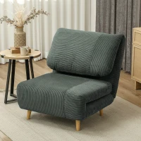 HOMCOM 2 w 1 Sofa do spania Fotel do spania Regulowana poduszka Kordonk, do sypialni, salonu Jasnoszary 82 x 87 x 89 cm(m-2)