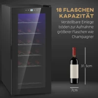 Lodówka na wino 18 butelek, 50 L, z drzwiami szklanymi(m-4)