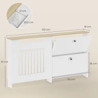 HOMCOM Cubre Radiadores con Zapatero Cubierta para Radiador con 2 Cajones Abatibles 152x19x81 cm Blanco(m-3)