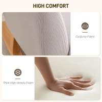 HOMCOM Fotel bujany z wysokim oparciem, wygląd sztruksu, fotel bujany z szerokimi podłokietnikami, drewniane płozy, fotel do karmienia dla salonu, sypialni, balkonu, jasnoszary(m-5)