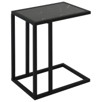HOMCOM Stolik Boczny w Kształcie Litery C, Oszczędność Miejsca, Nocny/Coffee Table, Imitacja Marmuru, 45 x 30 x 51,5 cm(m-11)