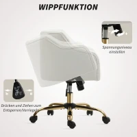 HOMCOM Computer Desk Chair, Linen Fabric Swivel Office Chair, Makeup Vanity Chair with Height Adjustable, Wheels for Home Study Bedroom, Beige(m-5)