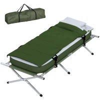 Outsunny Łóżko campingowe Łóżko polowe z poduszką składane łóżko podróżne z wytrzymałą stalową ramą do 120 kg zielony Oxford 193 x 86 x 43/63 cm(m-10)