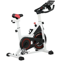Soozier 18 lb Flywheel Indoor Stationary Bike with LCD Monitor, Adjustable Height & Resistance, & Pedal Cage(m-1)