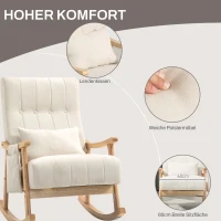 HOMCOM Rocking Chair with Side Pocket and Lumbar Pillow, Upholstered Relaxing Accent Armchair with Solid Wood Legs for Living Room Bedroom Nursery, Beige(m-5)