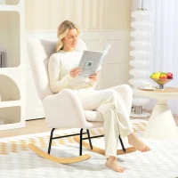 Fotel bujany z podłokietnikami, tkanina w kolorze kremowym(m-6)