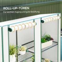 Szklarnia z dachem pulpitowym, podwójne drzwi, regały, zimowa(m-6)