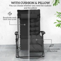 Outsunny 2 Piece Reclining Zero Gravity Sun Loungers with Cushions, Black(m-6)