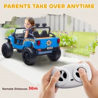 AIYAPLAY Elektryczny samochód dla dzieci, 12V z pilotem, 2 silniki, pojazd dziecięcy z klaksonem, LED, muzyką, siedzeniem dla rodzica i dziecka, 4 amortyzowane koła, dla dzieci 3-8 lat, Niebieski(m-6)