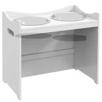 PawHut Podniesiona miska dla psa, regulowany stojak na pokarm, stacja żywieniowa z 2L misą stalową, stojak na pokarm, uchwyt, bar dla psów wszystkich rozmiarów, Biały(m-1)