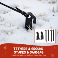 Outsunny Dmuchana Rodzina Bałwana, 1,8 m Dekoracja Świąteczna z Oświetleniem LED, Dekoracja Ogrodowa, Samonadmuchujące Światła Świąteczne do Wnętrz i na Zewnątrz(m-6)