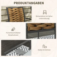 Outsunny Zestaw 2 Sztuk Rattanowych Krzeseł Ogrodowych z Poduszkami, Krzesła Ogrodowe Stosowane, Balkonowe do Tarasu, Stal, 57 x 58 x 87 cm, Szary(m-7)