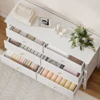 HOMCOM Commode dressoir met 6 lades modern opbergmeubel voor woonkamer slaapkamer hal 100 x 40 x 78 cm Wit(m-8)