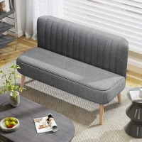 HOMCOM Sofa dwuosobowa, Mała Sofa Loveseat w wyglądzie lnu, Nowoczesna Sofa do Salonu, Sypialni, Małych Pomieszczeń, Szara, 117 x 56,5 x 77 cm(m-8)