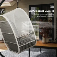 Outsunny Hanging Egg Chair Outdoor Indoor, Swing Hammock Chair with Stand, Cushions, Lumbar Pillow, Adjustable Height and Steel Frame for Garden Patio Lounge Porch, Light Grey(m-4)