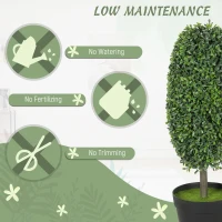 HOMCOM Set of 2 Decorative Artificial Plants, 60cm UV Resistant Faux Olive-Shaped Topiary with Plastic Pot and Flocking, Fake Plants for Indoor Outdoor Decor, Green(m-6)