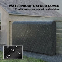 Outsunny Metalowy Regał na Drewno Kominkowe 199 x 30 x 121 cm, 0,6m³ z Wodoodporną Pokrywą, Czarny(m-6)