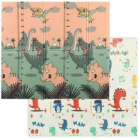 AIYAPLAY Baby Play Mat Double Sided, Foldable Activity Playmat, Reversible & Waterproof, Kids Large Foam Crawling Mat for Outdoor Indoor Playtime Picnics, 196 x 176 x 1.5cm, Dinosaur Theme(m-10)