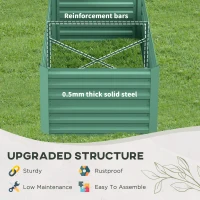 Outsunny Raised Beds for Garden, Galvanised Steel Outdoor Planters with Multi-reinforced Rods, 180 x 90 x 59 cm, Light Green(m-5)