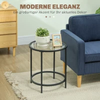 Stolik kawowy okrągły, szklany blatu, metalowa rama, czarny(m-4)