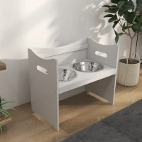 PawHut Podniesiona miska dla psa, regulowany stojak na pokarm, stacja żywieniowa z 2L misą stalową, stojak na pokarm, uchwyt, bar dla psów wszystkich rozmiarów, Biały(m-8)